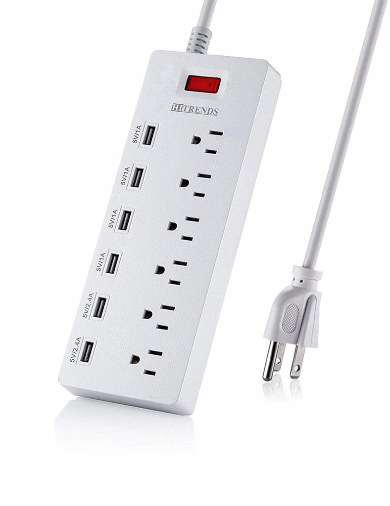 HITRENDS Surge Protector Power Strip 6 Outlets with 6 USB Charging Ports