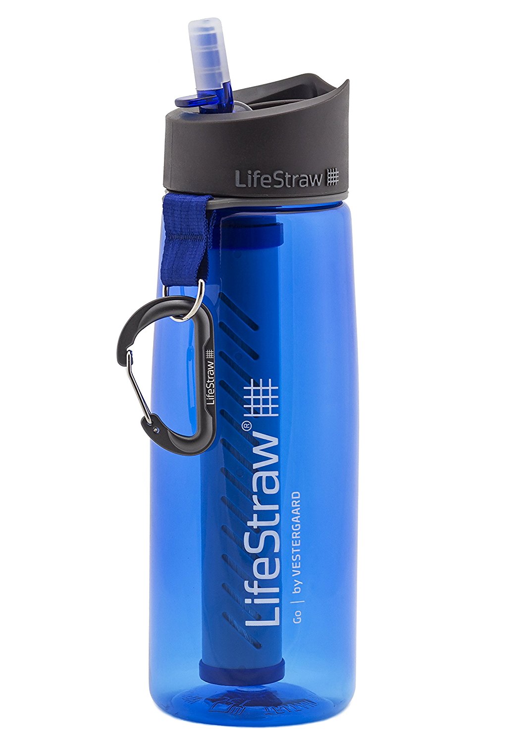 LifeStraw Go Water Filter Bottle with 2-Stage Integrated Filter Straw for Hiking, Backpacking, and Travel, Blue