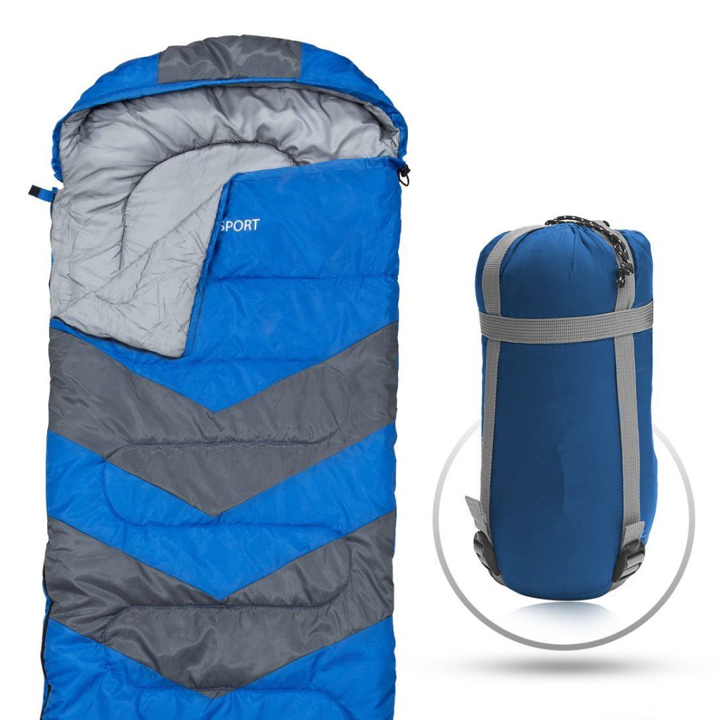 Sleeping Bag – Envelope Lightweight Portable, Waterproof, Comfort With Compression Sack - Great For 4 Season Traveling, Camping, Hiking, Outdoor Activities & Boys. (SINGLE) By Abco Tech