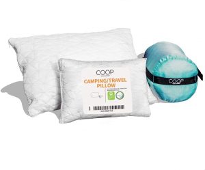 Coop Home Goods - Adjustable Travel and Camping Pillow - Shredded Memory Foam Fill - Lulltra Washable Cover - Includes Compressible Stuff Sack - CertiPUR-US/GREENGUARD Gold Certified