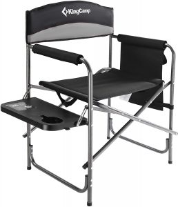 KingCamp Heavy Duty Camping Folding Director Chair Oversize Padded Seat with Side Table and Side Pockets, Supports to 396 lbs