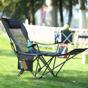 OUTDOOR LIVING SUN TIME Camping Folding Portable Mesh Chair with Removable Footrest
