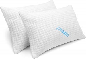 Shredded Memory Foam Bed Pillows for Sleeping - Bamboo Cooling Sleep Pillow for Back and Side Sleeper - Queen Size (Queen - 2 Pack)