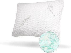 Snuggle-Pedic Original Pillows for Sleeping - Ultra Luxury GreenGuard Gold Certified Shredded Memory Foam Pillow w/ Plush Kool-Flow Bamboo Bed Pillow Cover, Made in The USA - Standard Size