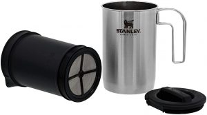 Stanley Adventure All-in-One, Boil + Brewer French Press Coffee Maker - 32oz BPA Free Campfire Coffee Pot Heats up Tea or Soup - Great for Camping and Travel – Dishwasher Safe,